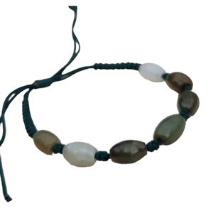 Vintage macrame jade chakra bracelet